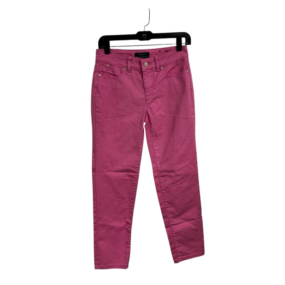 Talbots Factory Pink High Rise Straight Leg Cotton Denim Jeans Womens 2 Petite